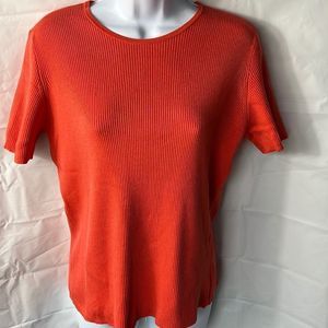 Vintage Garfield & Mark orange short silk blend sleeve stretch shirt size Large